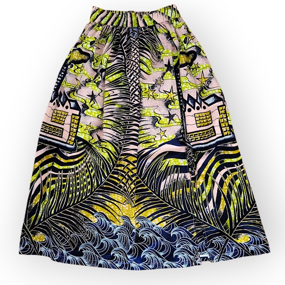 Vintage Dresses & Skirts - HANDMADE Super Wax Print Cotton Maxi Skirt
